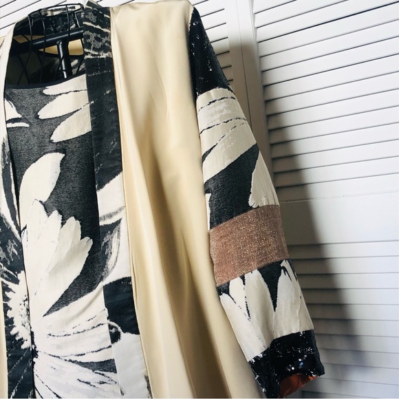 Jane Suttell 2 Piece Open Jacket & Shell Silk Sequin Plus Size ? 2XL Made USA - Picture 4 of 11